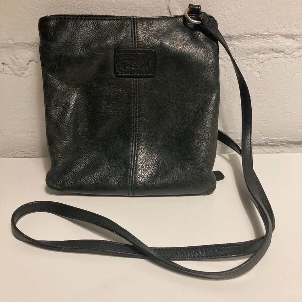 Fossil leather crossbody black